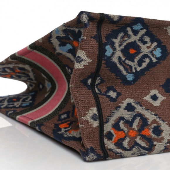 CHRISTIAN DIOR Canvas Embroidered Large Broderie Dior Flowers Book Tote Multic - Picture 9 of 11